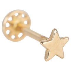 14K Gold Star Piercing, Gold Stud Star Earring