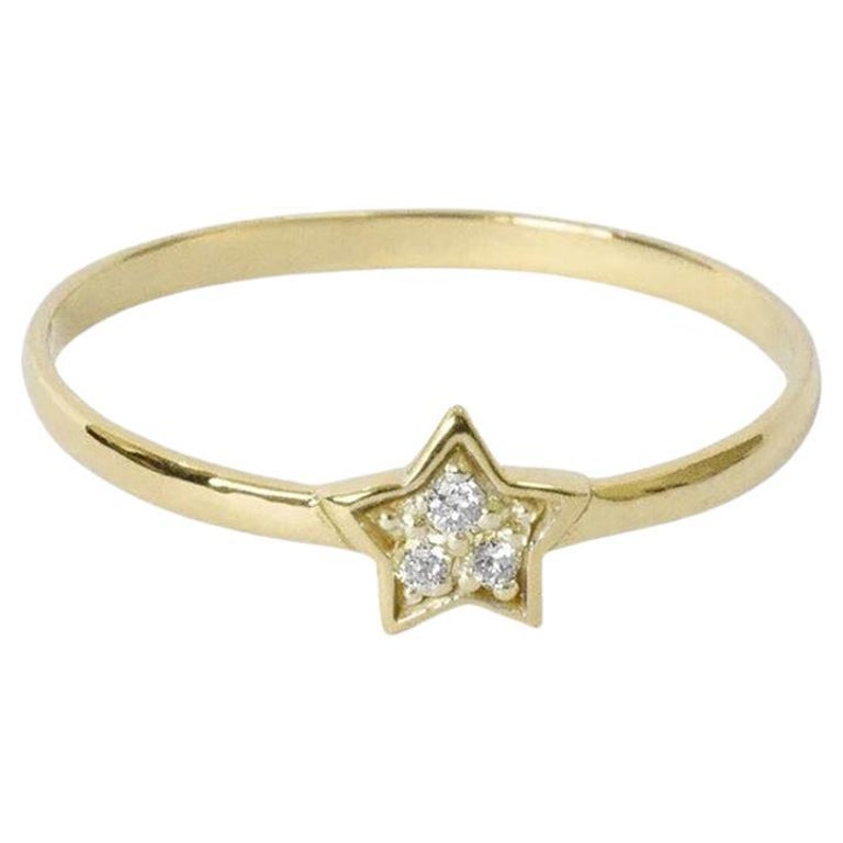 Bague de fiançailles en forme d'étoile en or 14 carats avec diamant 0,03  carat - Personnalisable en vente sur 1stDibs