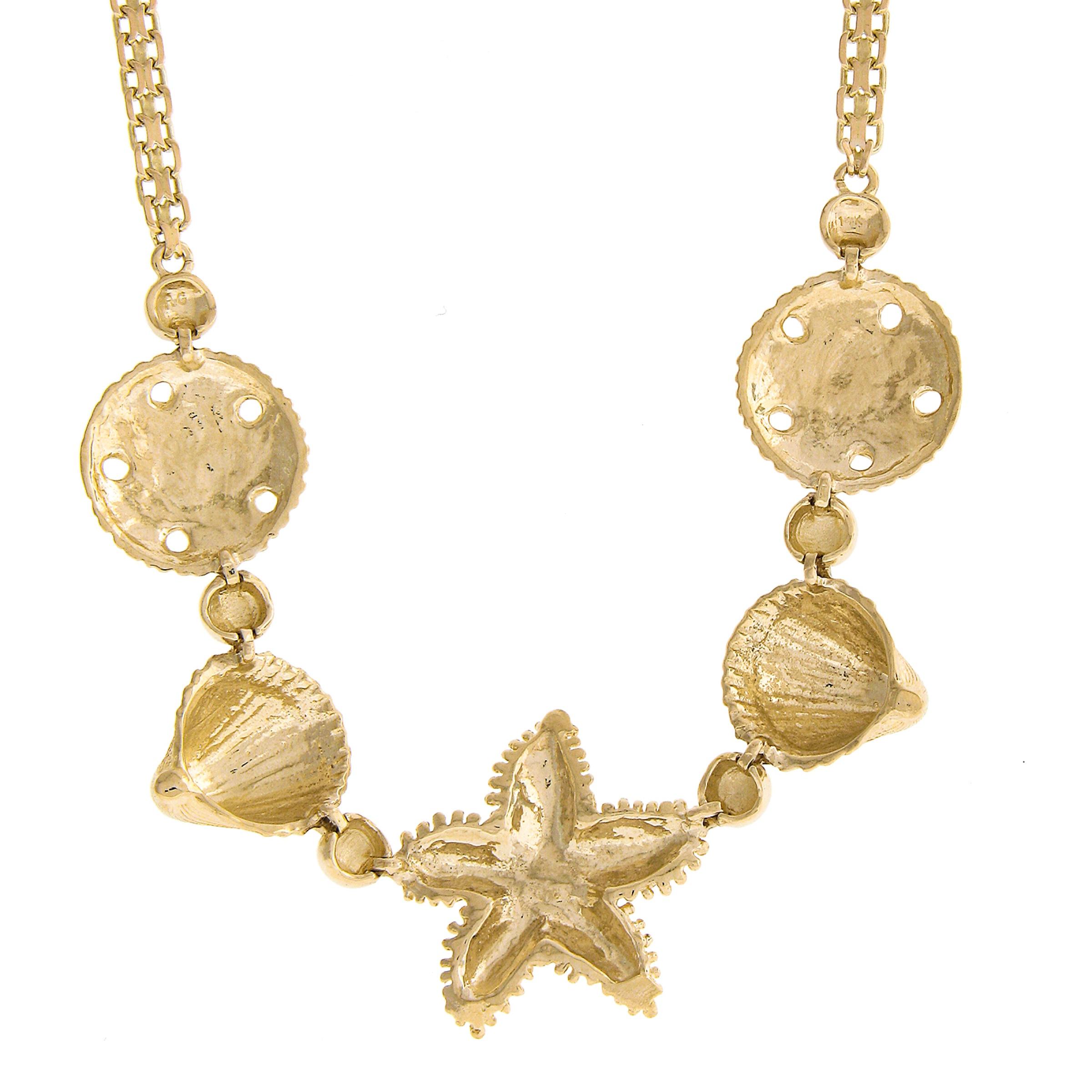 14k Gold Starfish Seashell Sandstar Textured Bismark 20