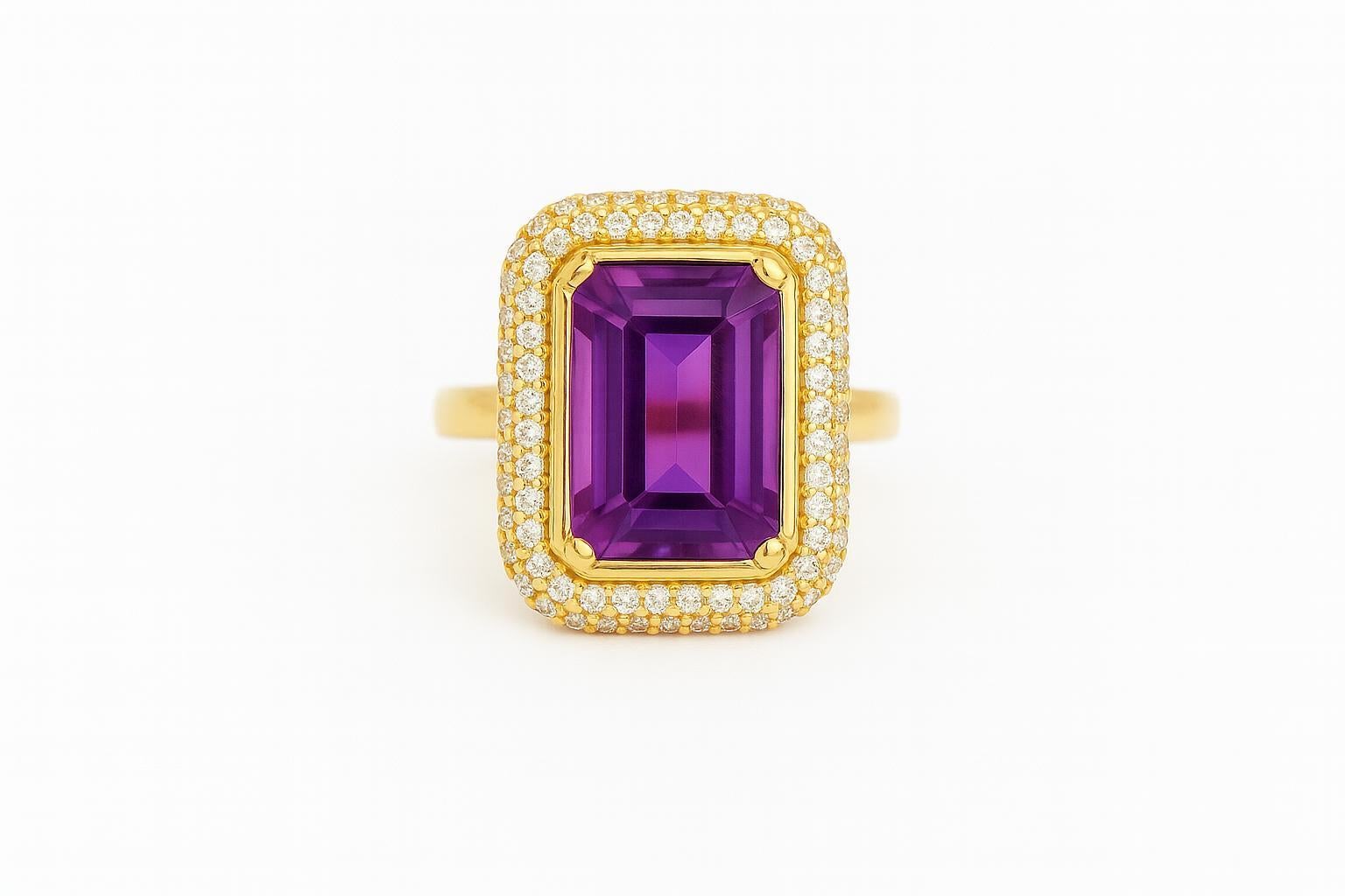 Im Angebot: 14k gold statement ring with amethyst octagon () 2