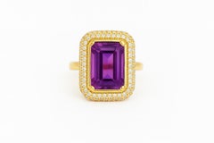14k gold statement ring with amethyst octagon
