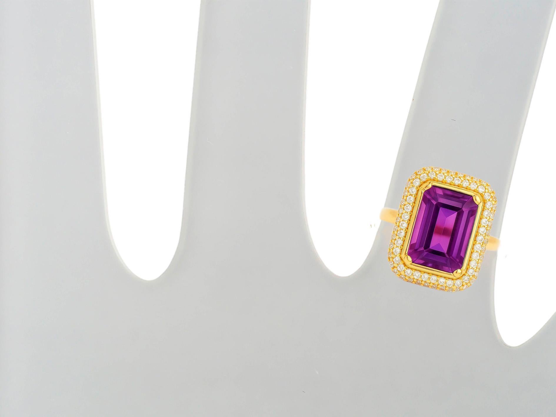 Im Angebot: 14k gold statement ring with amethyst octagon () 5