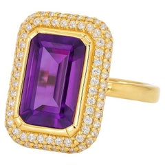 14k gold statement ring with amethyst octagon