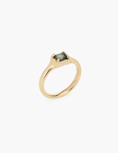 14k Gold Step Cut Green Sapphire Ring