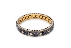 14K Gold Sterling Silver Diamond Sapphire Bangle