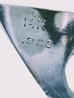 14k Gold & Sterling Silver Modernist Pendant with Purple Spinel