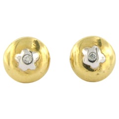 Boucles d'oreilles en or 14k avec diamant taille brillant jusqu'à 0.02ct 3.5 grammes