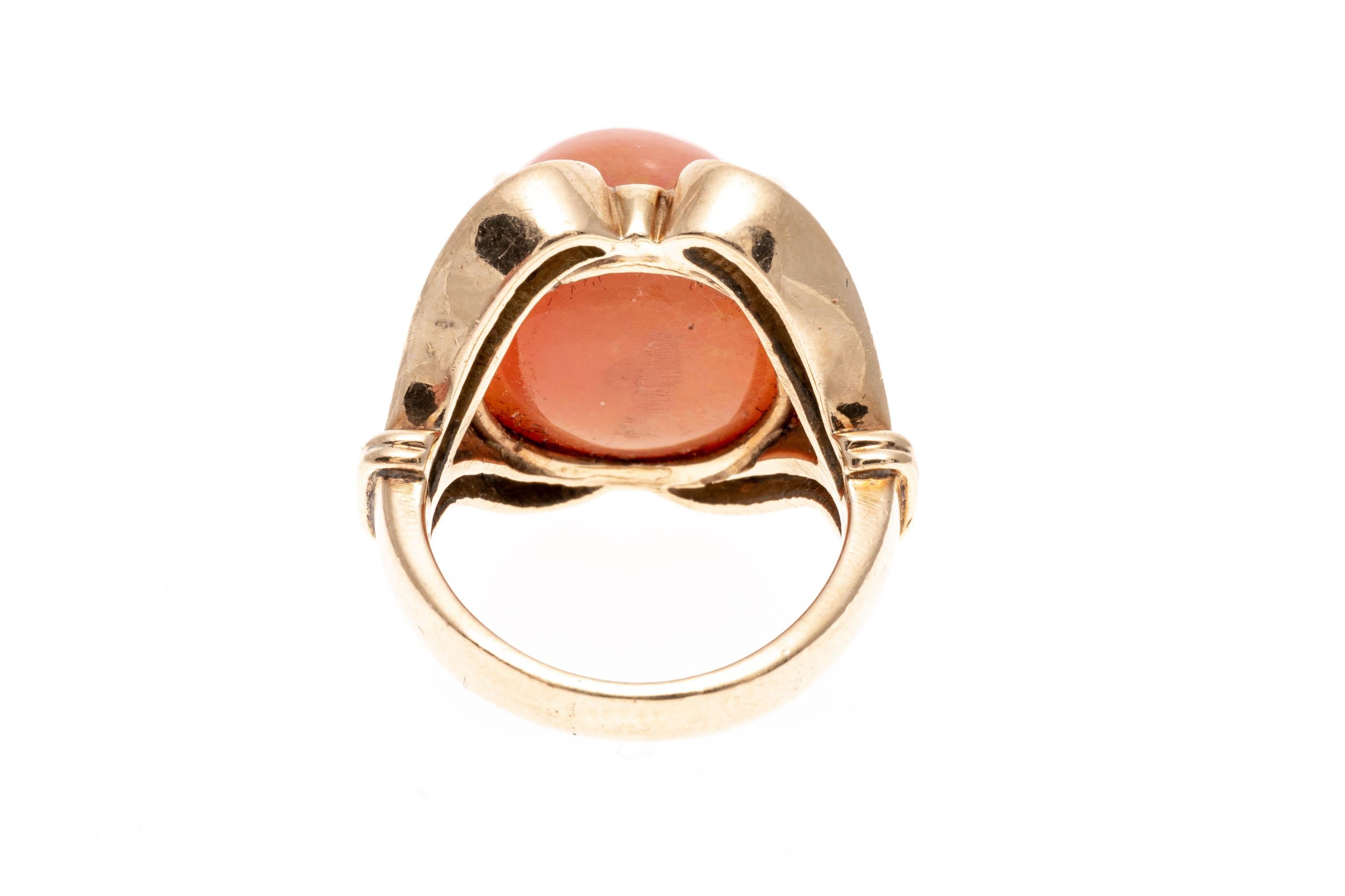 Retro 14k Gold Stunning Orange Fire Opal (App. 10.9 CTS) And Diamond Ring For Sale