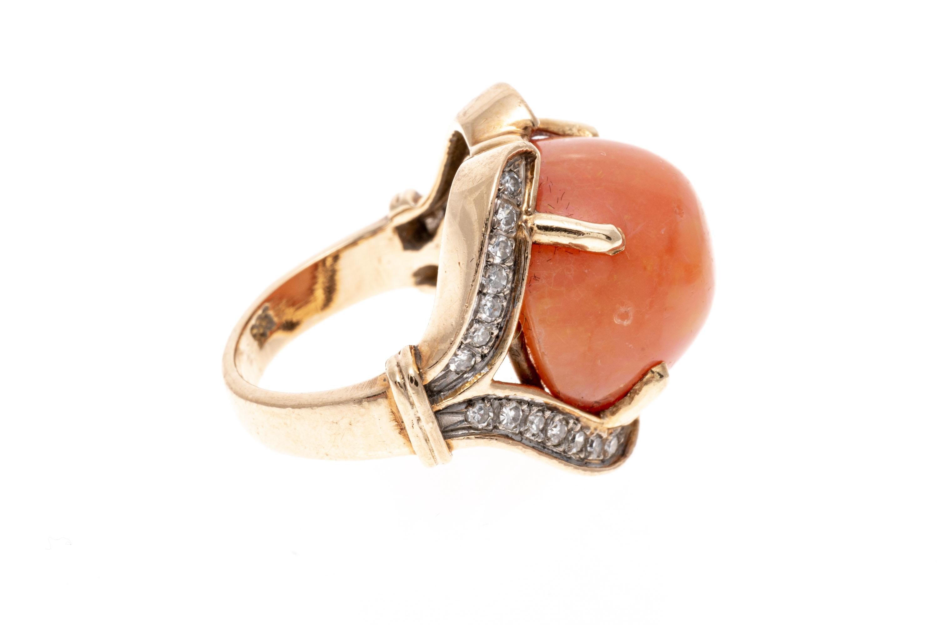 Women's 14k Gold Stunning Orange Fire Opal (App. 10.9 CTS) And Diamond Ring For Sale