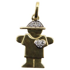 14k Gold Stylized Child Charm with Diamonds