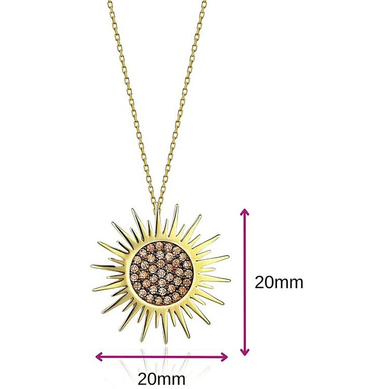 14k Gold Sun Necklace, Sunburst Celestial Pendant For Sale at 1stDibs