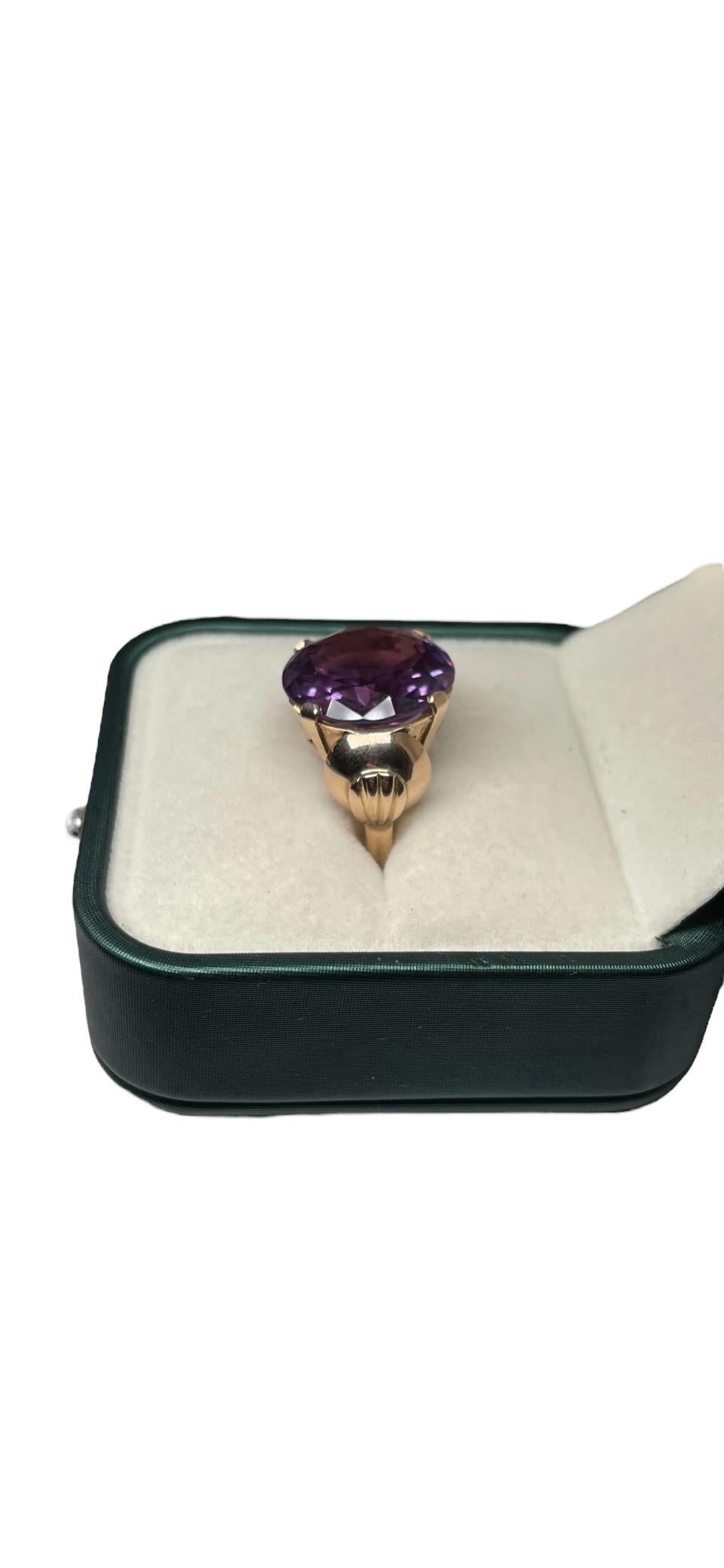 14K Gold Lab Created Alexandrite Cocktail Ring For Sale 2