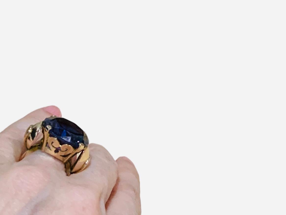 Women's 14K Gold Lab Created Alexandrite Cocktail Ring For Sale