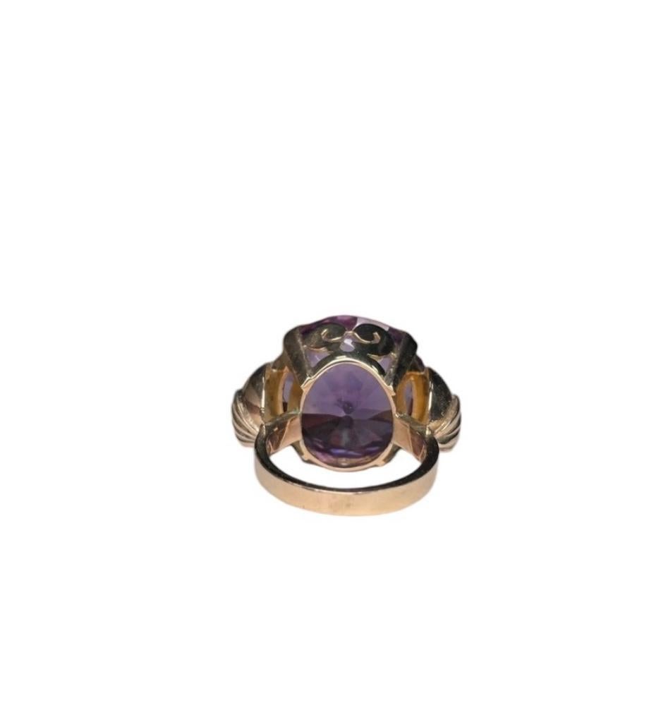 14K Gold Lab Created Alexandrite Cocktail Ring For Sale 7