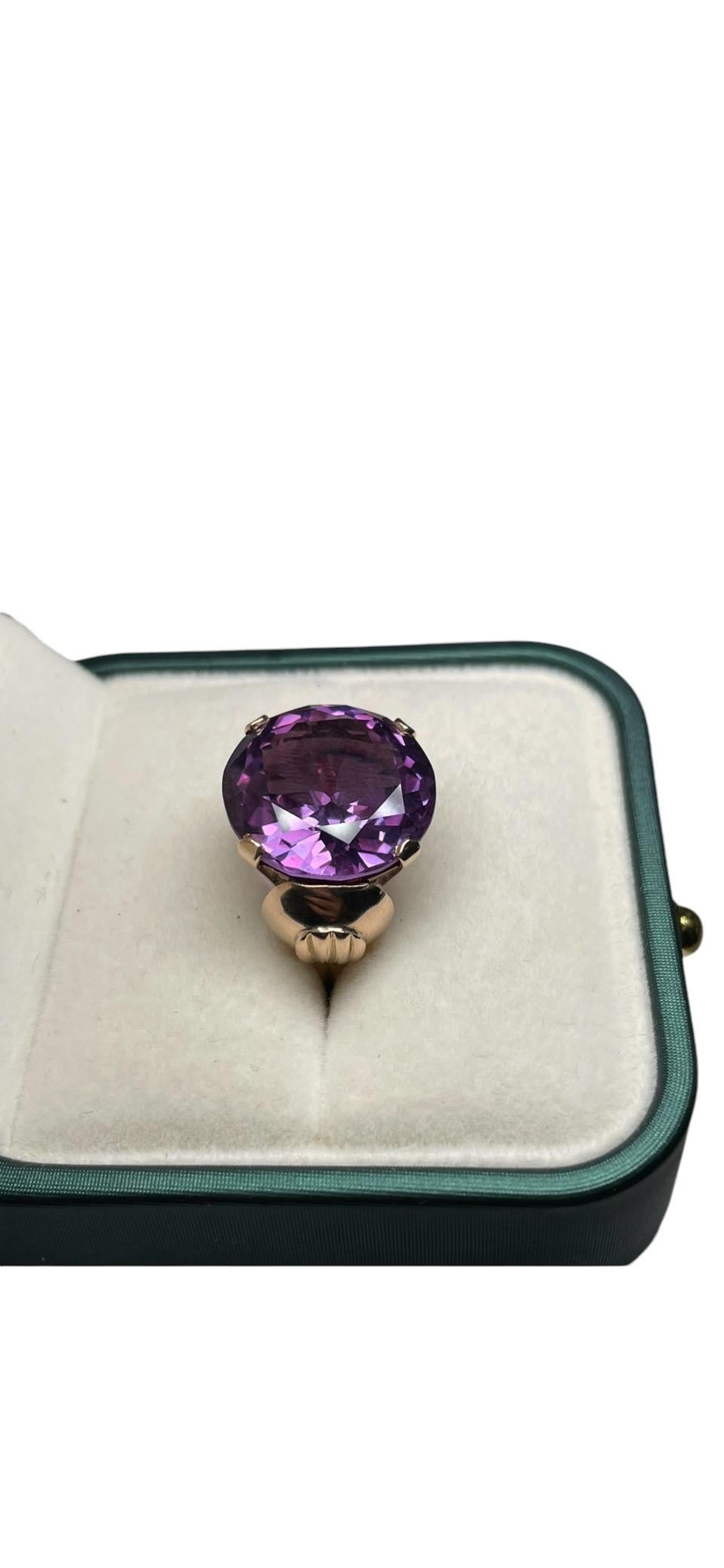14K Gold Lab Created Alexandrite Cocktail Ring For Sale 1