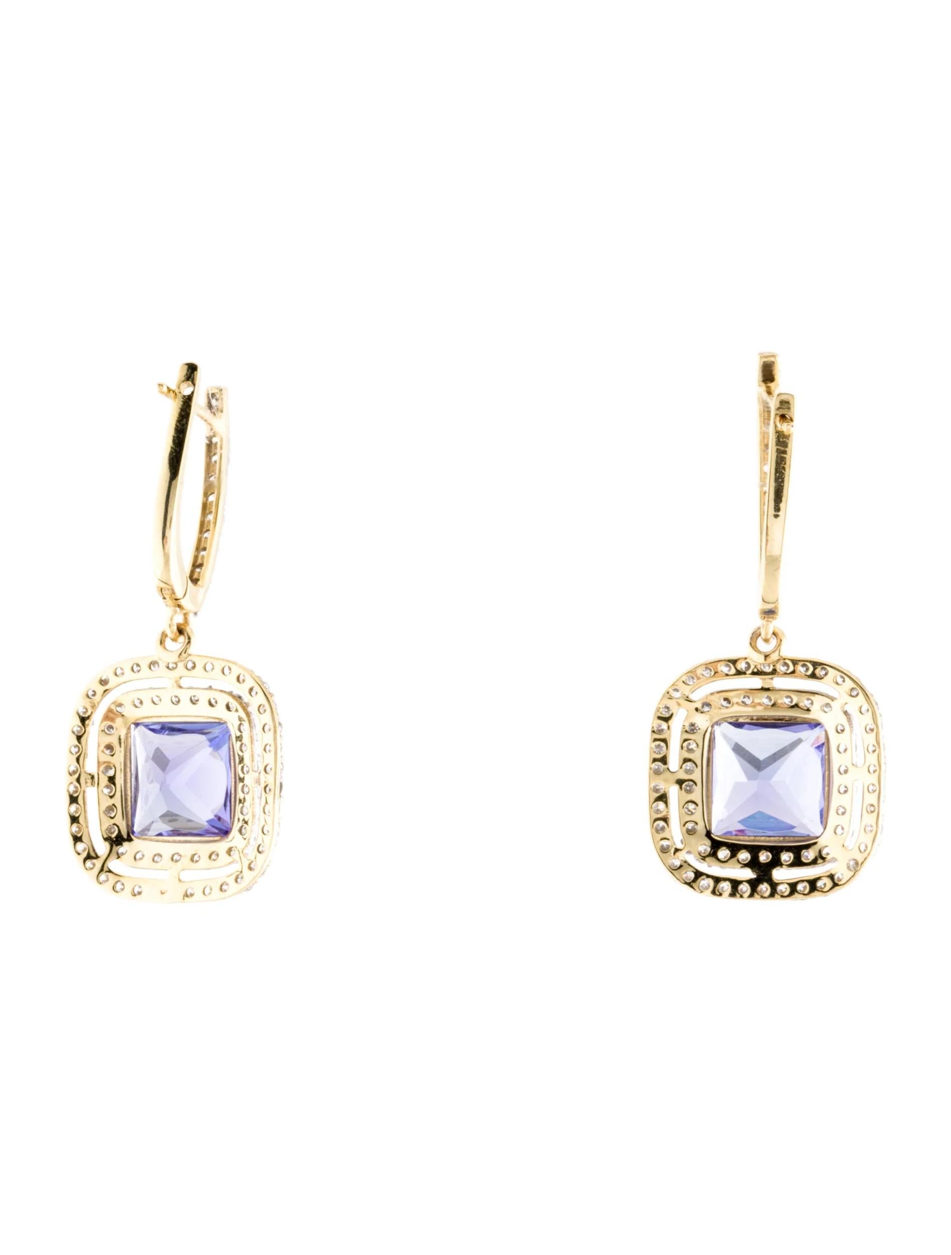 14K Tanzanite & Diamond Drop Earrings - Exquisite Sparkle, Timeless Elegance In New Condition In Holtsville, NY