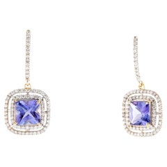 14K Tanzanite & Diamond Drop Earrings - Exquisite Sparkle, Timeless Elegance
