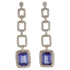 14K Tanzanite & Diamond Drop Earrings - Exquisite Sparkle, Timeless Elegance