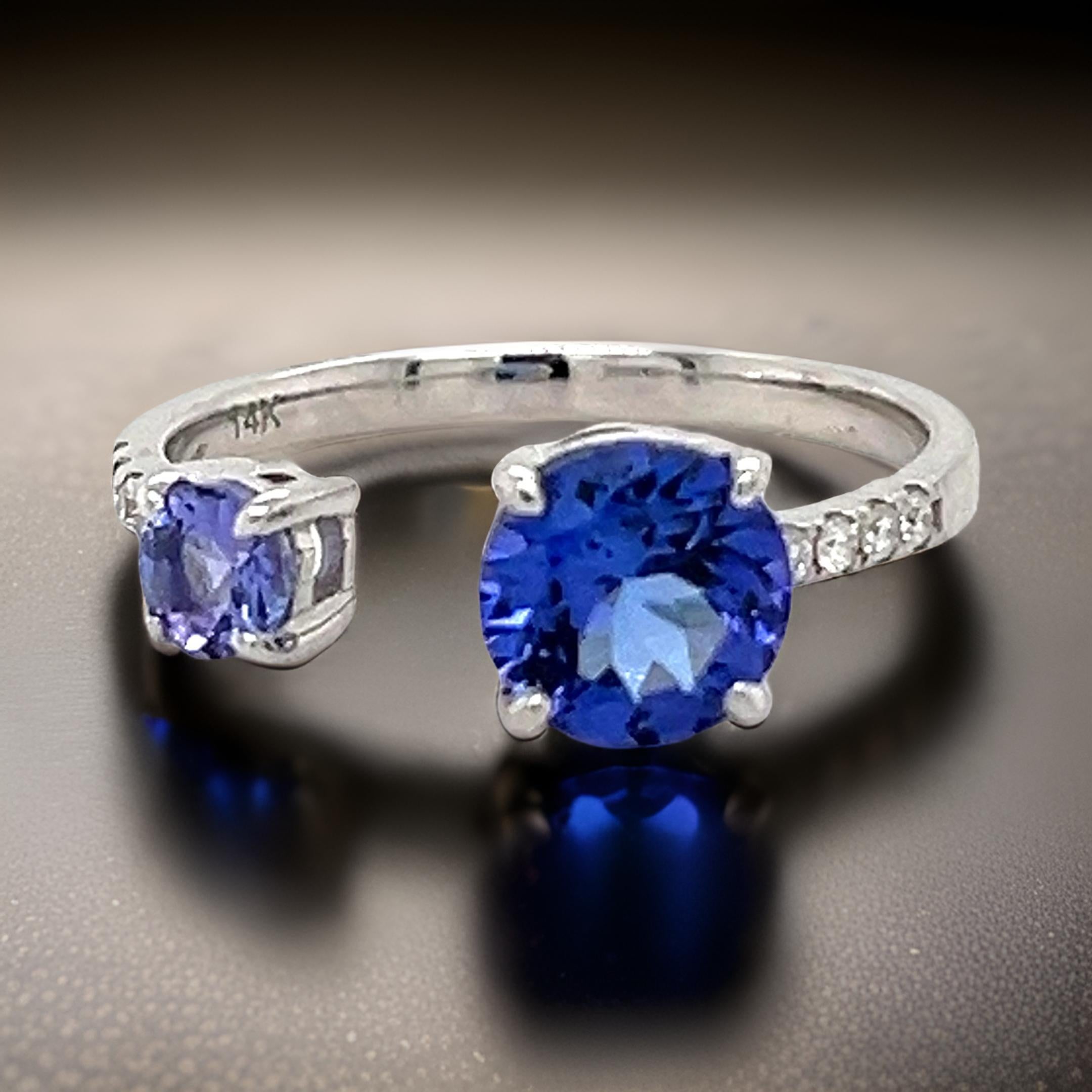 Art Deco 14k Gold Tanzanite & Diamond Ring December Birthstone Promise Ring Wedding Ring