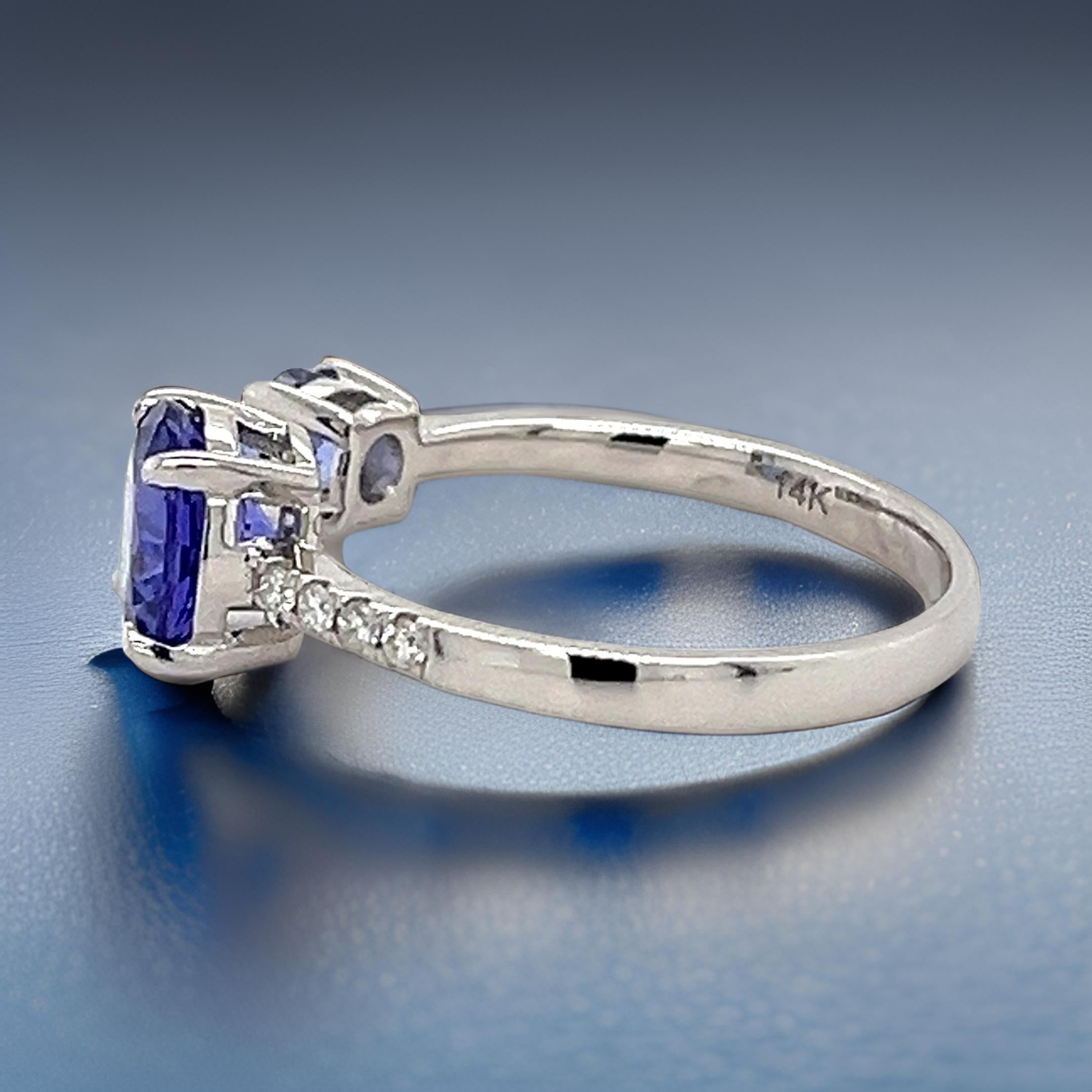 Round Cut 14k Gold Tanzanite & Diamond Ring December Birthstone Promise Ring Wedding Ring
