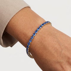 14K Gold Tanzanite Tennis Bracelet 9.0 Carat Natural Tanzanite Bracelet 7.5 Inch