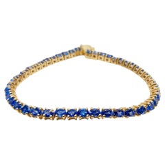 14K Gold Tanzanite Tennis Bracelet 9.0 Carat Natural Tanzanite Bracelet 7.5 Inch