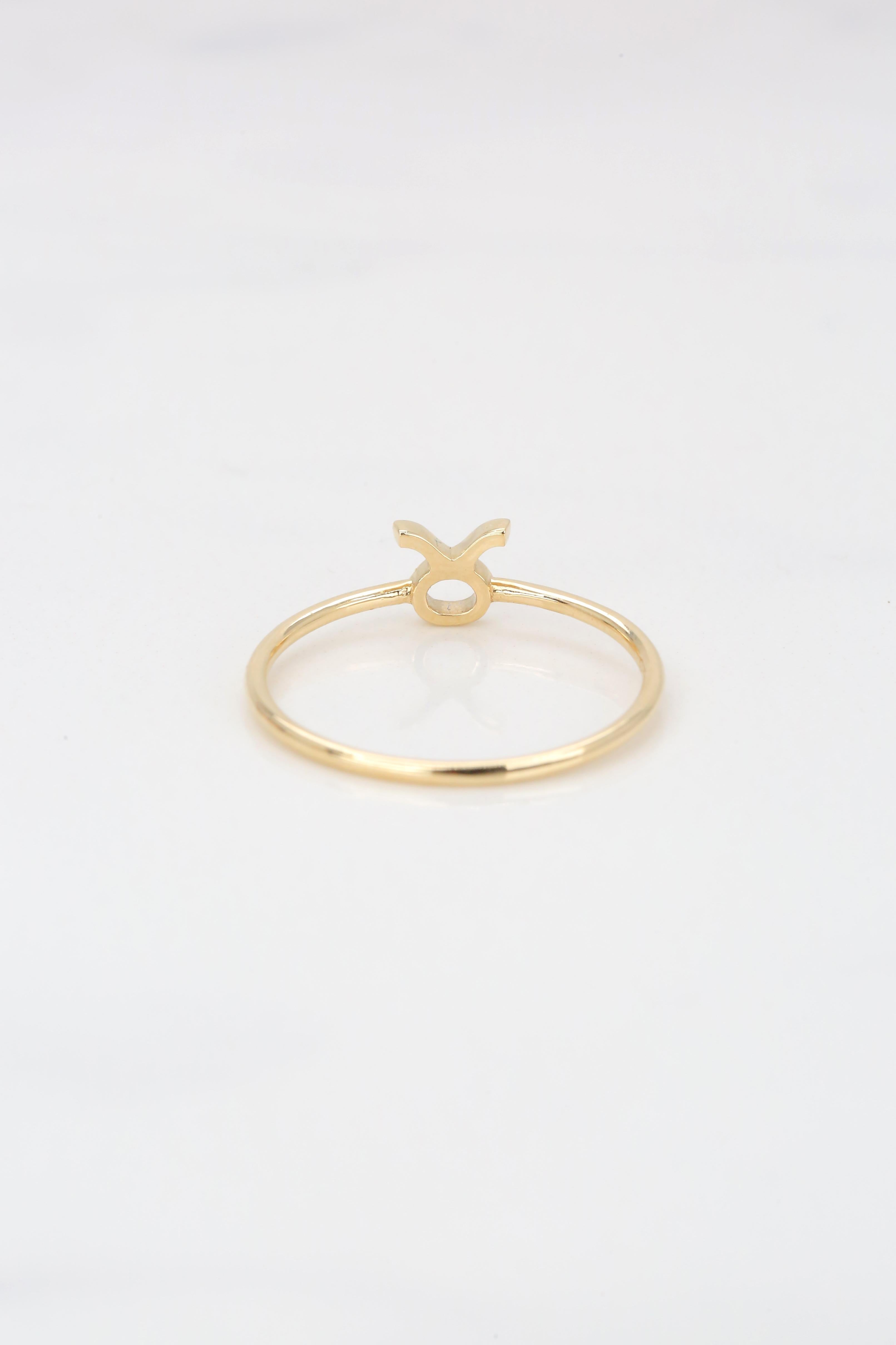 For Sale:  14K Gold Taurus Zodiac Ring, Taurus Sign Zodiac Ring 5