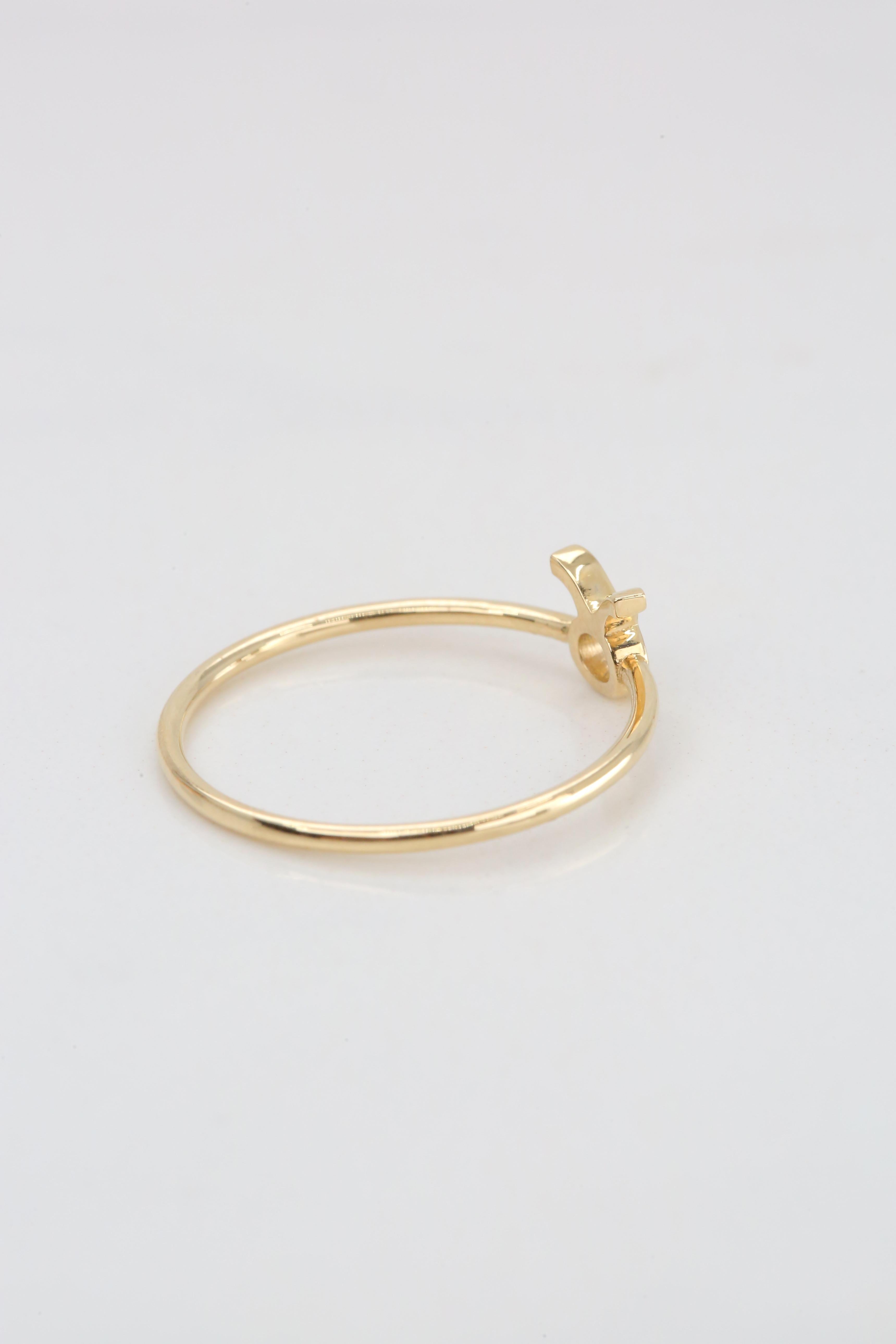 For Sale:  14K Gold Taurus Zodiac Ring, Taurus Sign Zodiac Ring 7