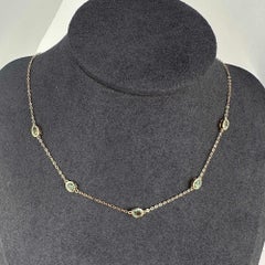 Collier à maillons en or 14 carats avec saphir du Montana bleu sarcelle, dégradé de couleurs, serti à la française