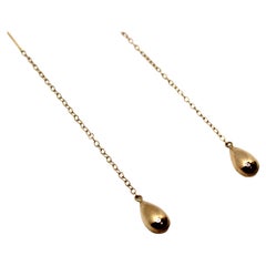 14k Gold Teardrop Chain Earrings