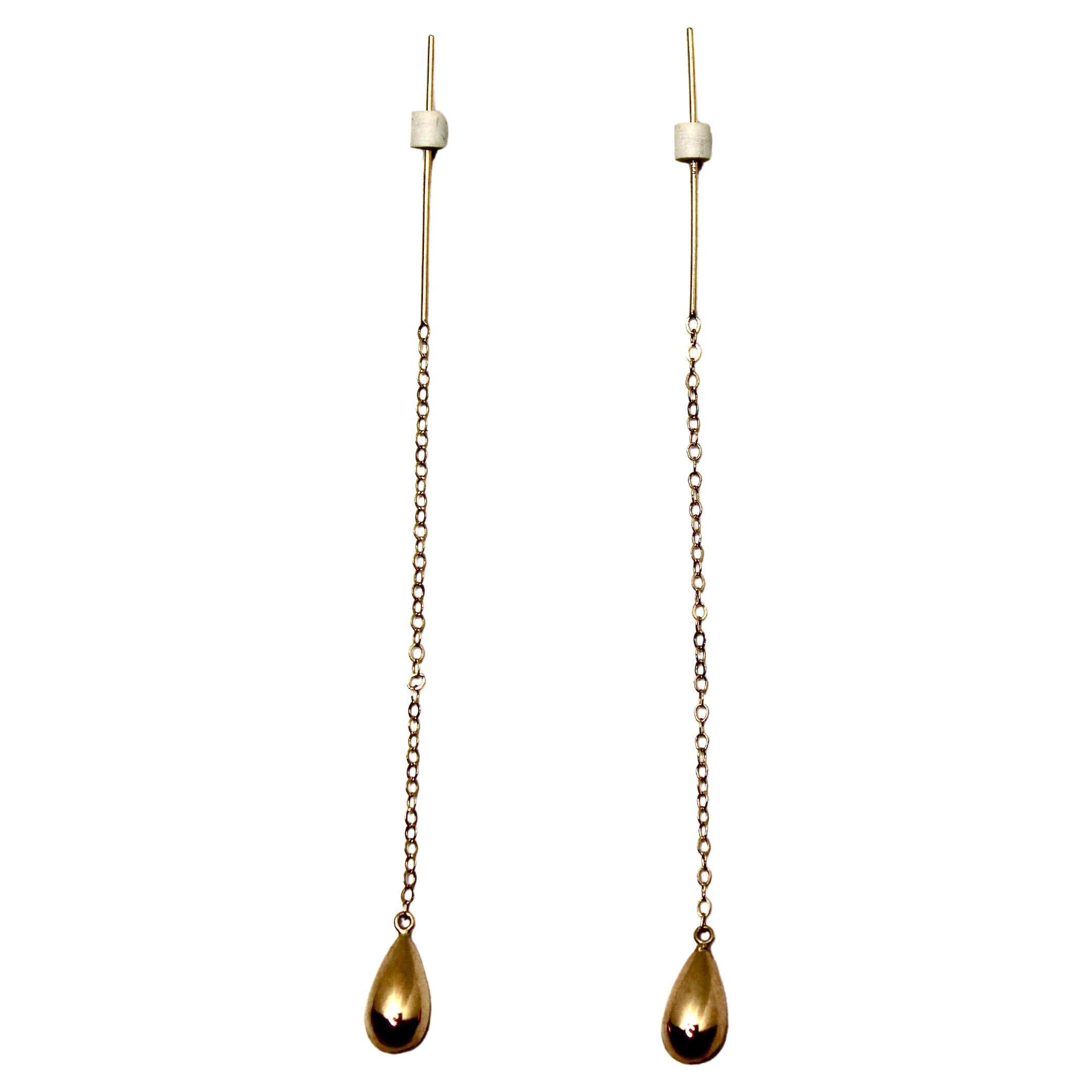 14k Gold Teardrop Chain Earrings