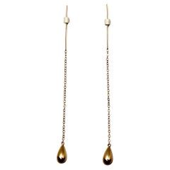 14k Gold Teardrop Chain Earrings