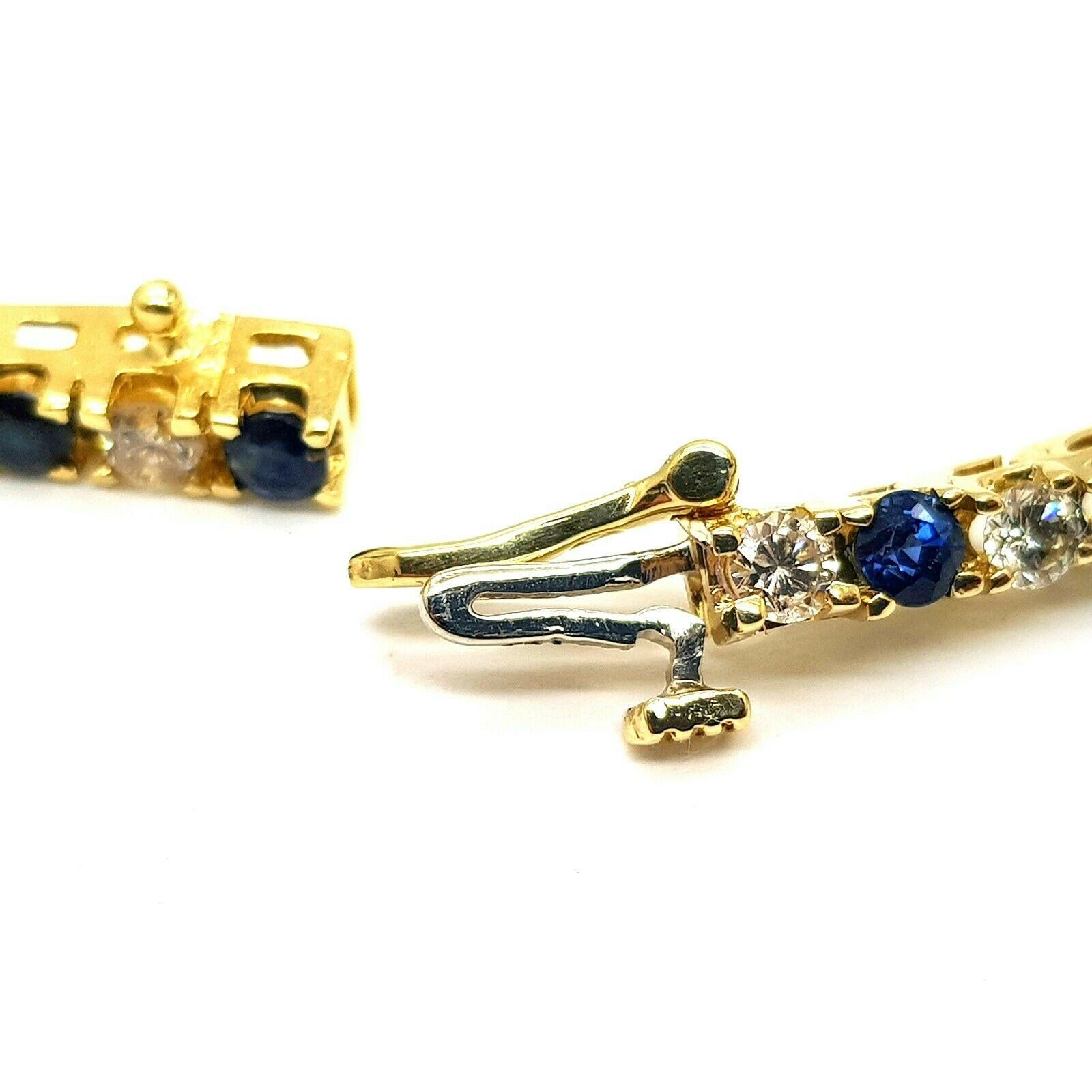 sapphire and diamond tennis bracelet 14k yellow gold