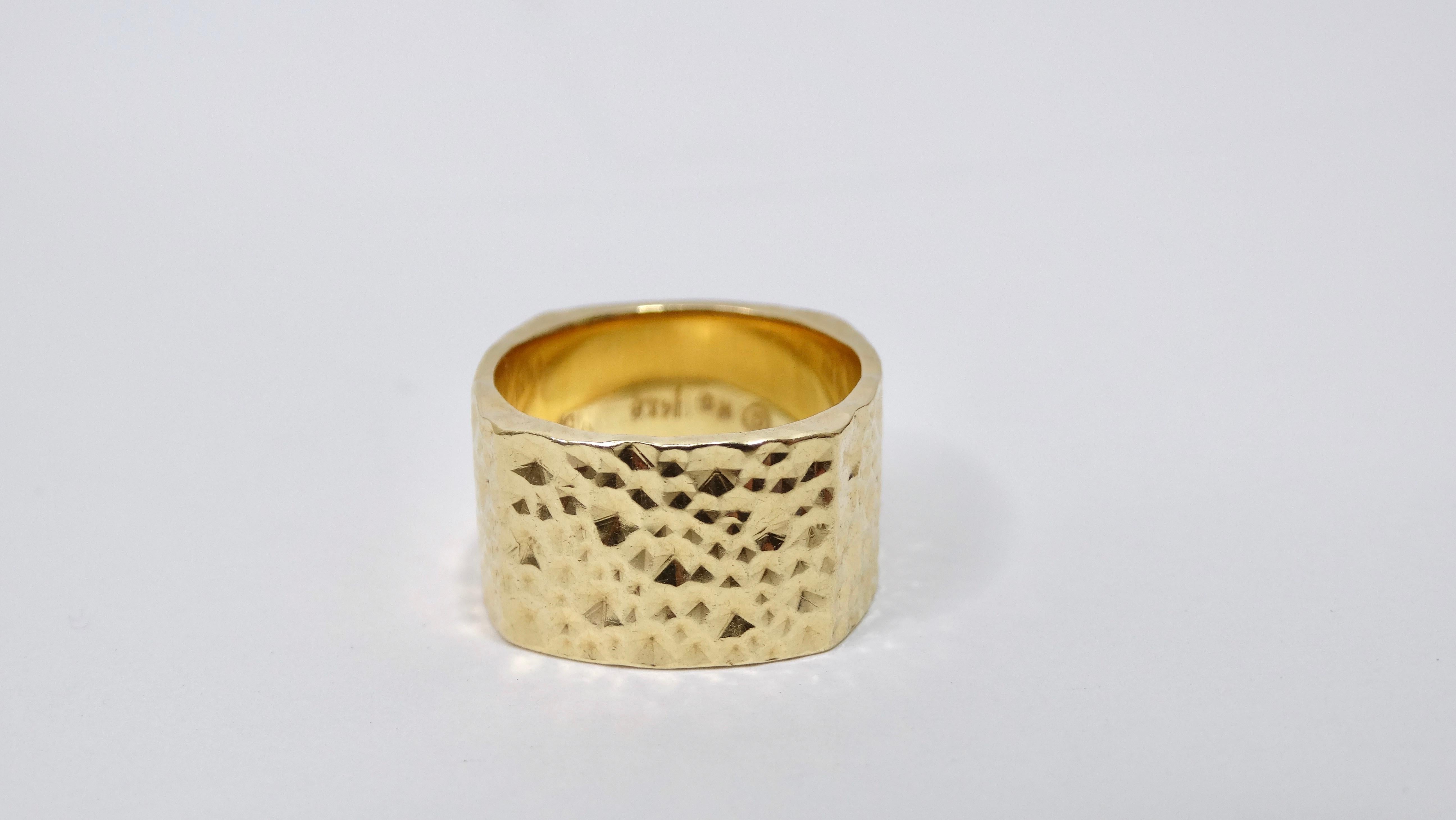 A simple yet stunning piece to add to your fine jewelry collection. You can throw this ring on everyday to pair with any of your other rings. It will be a staple! It has a beautifully textured and thick band, signed on the inside, and a slight