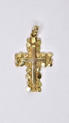 14k Gold Textured Cross Pendant