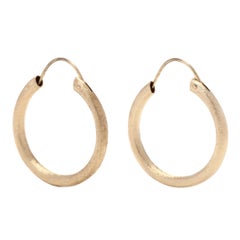 14k Gold Textured Matte Hoop Earrings