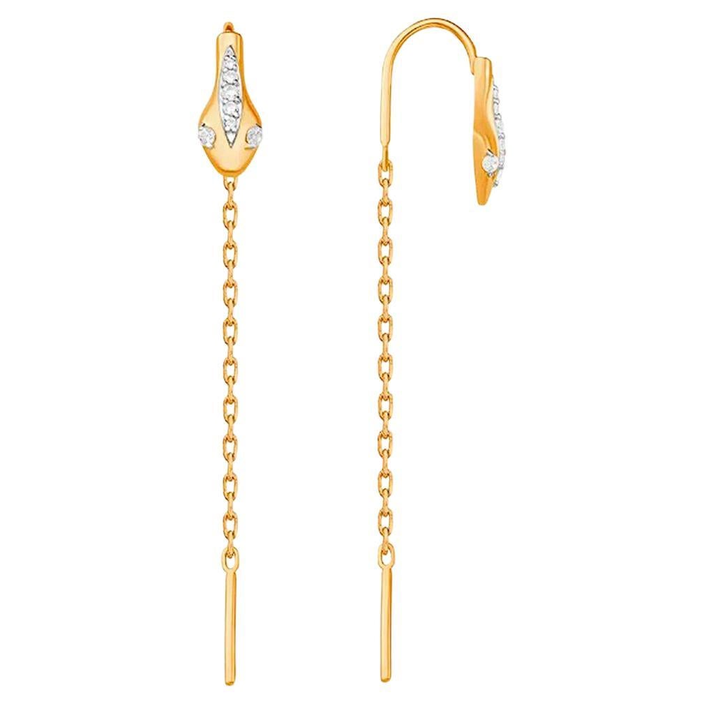 14k Gold Threader Snake Earrings.