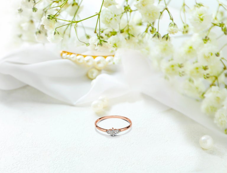 Bague De Fiançailles & Alliance Trio En Or 14 Carats Massif - His & Hers - Taille 7 Femme & 10 Homme