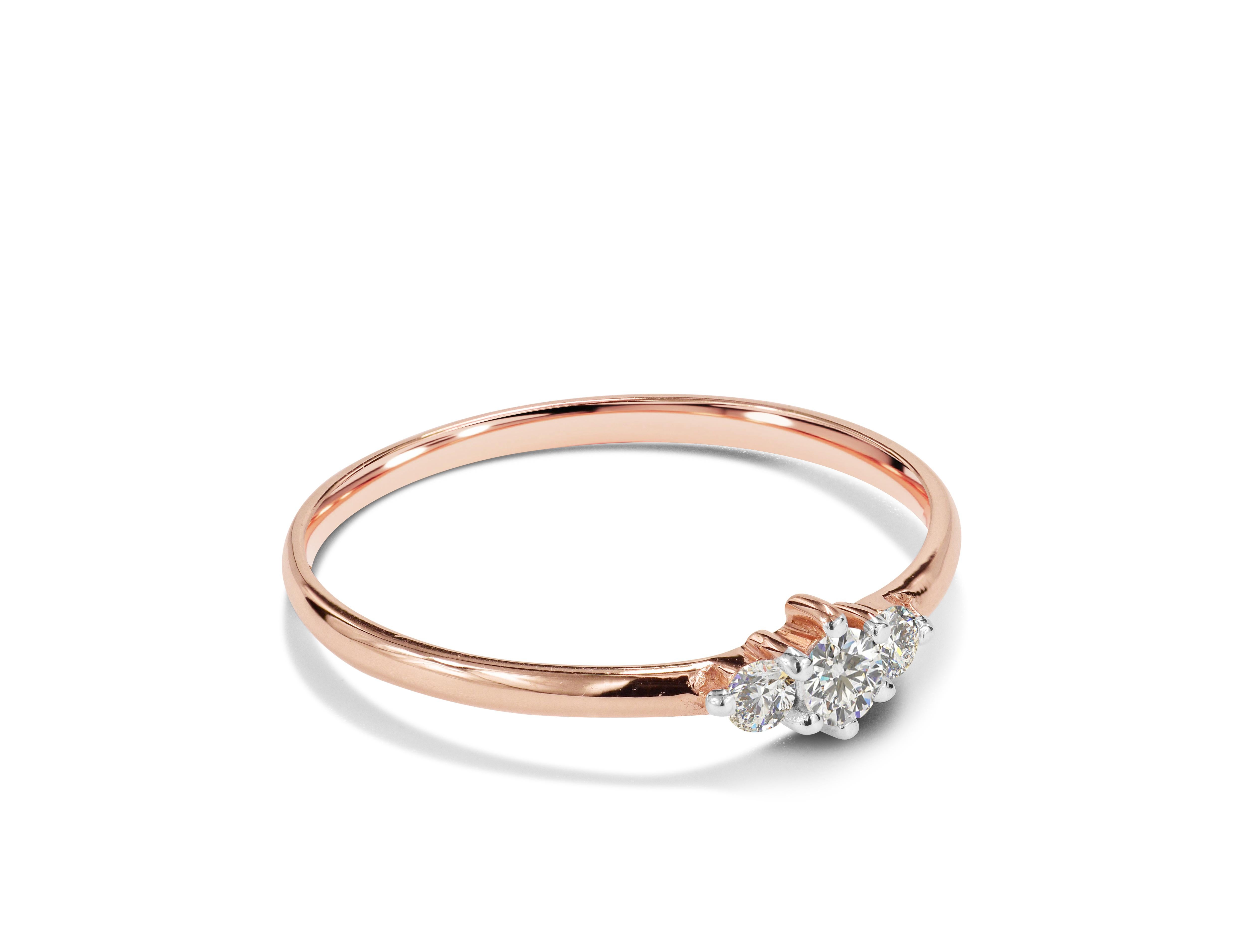For Sale:  14k Gold Three Stone Diamond Engagement Ring Trio Diamond Ring 3