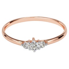 14k Gold Three Stone Diamond Engagement Ring Trio Diamond Ring