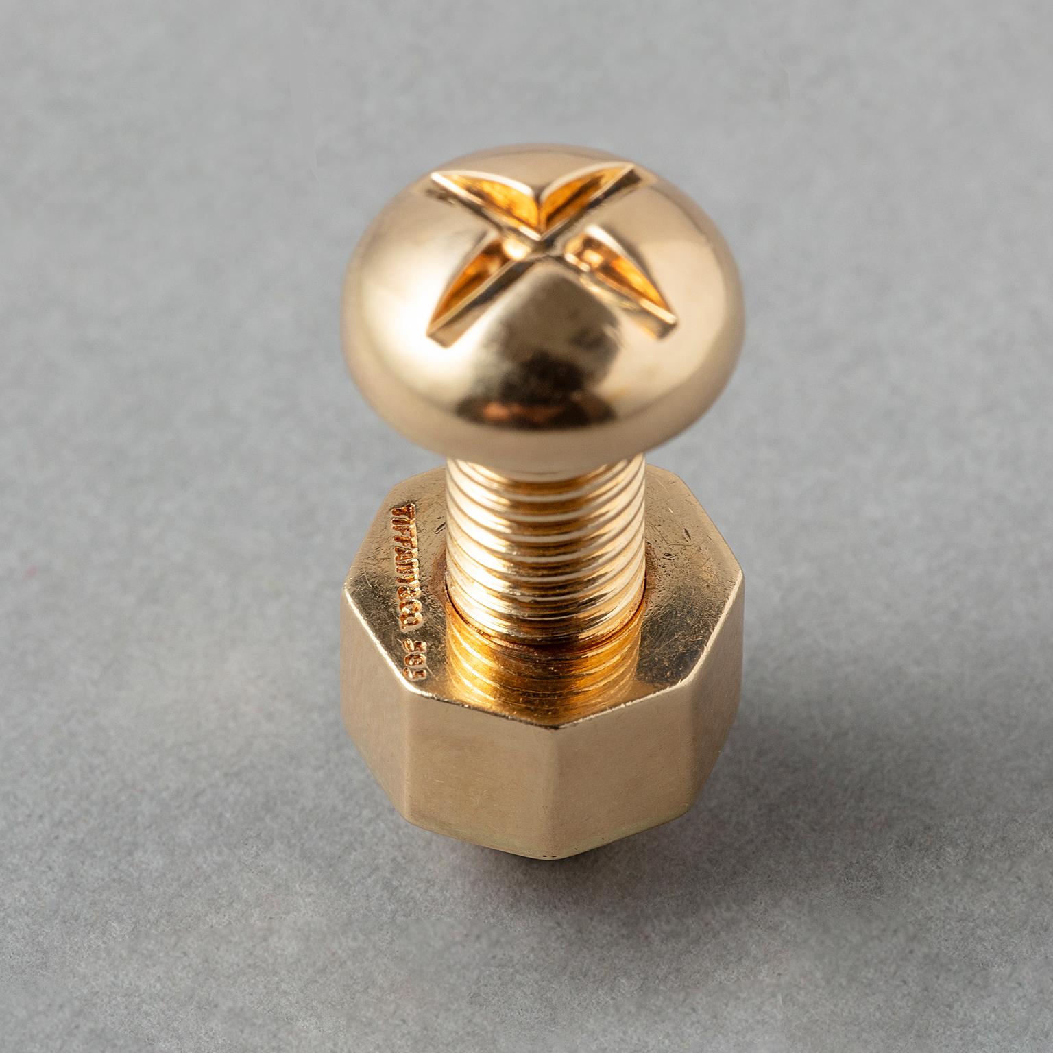 Women's or Men's 14k gold Tiffany & Co nut and bolt cufflinks