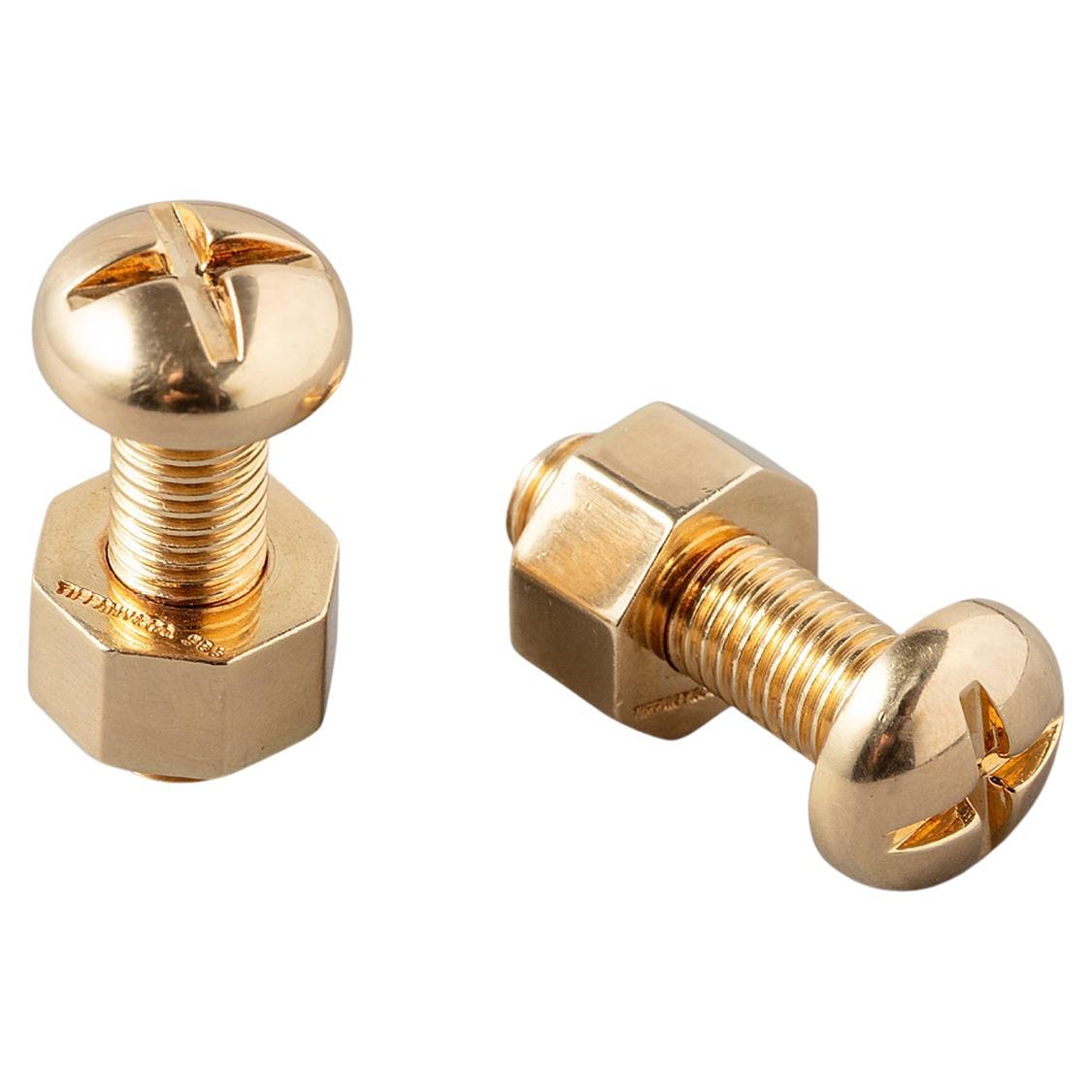 14k gold Tiffany & Co nut and bolt cufflinks