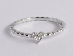 Bague en or 14 carats avec petit cœur serti de diamants - Bague avec petit cœur serti de diamants - Bijoux de la Saint-Valentin