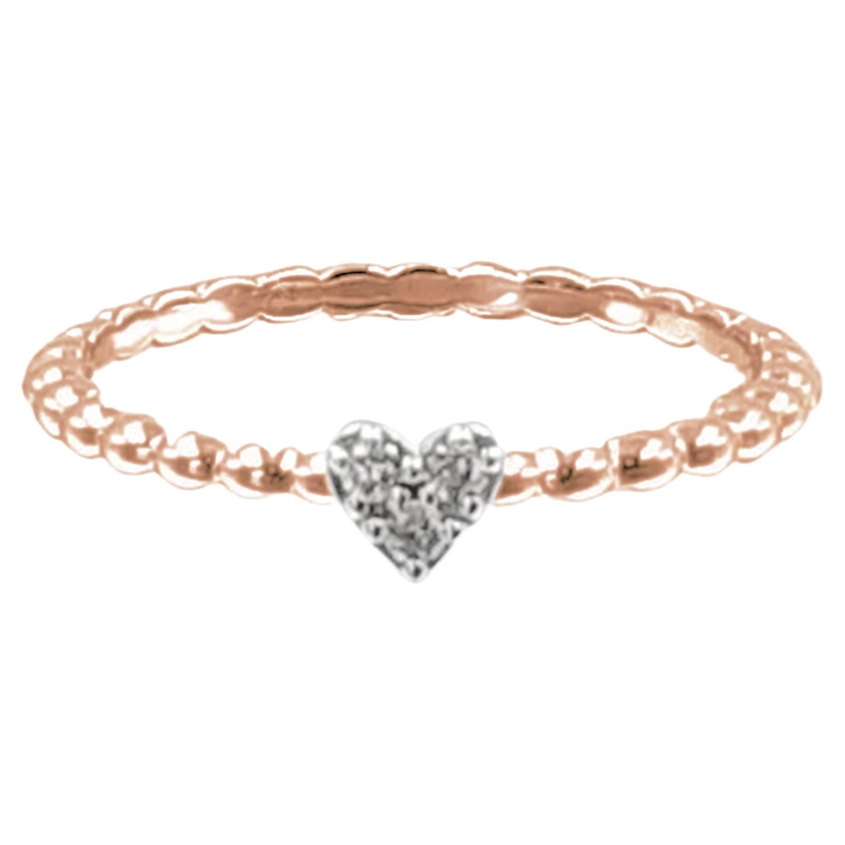 For Sale:  14k Gold Tiny Diamond Heart Ring Tiny Diamond Heart Ring Valentine Jewelry