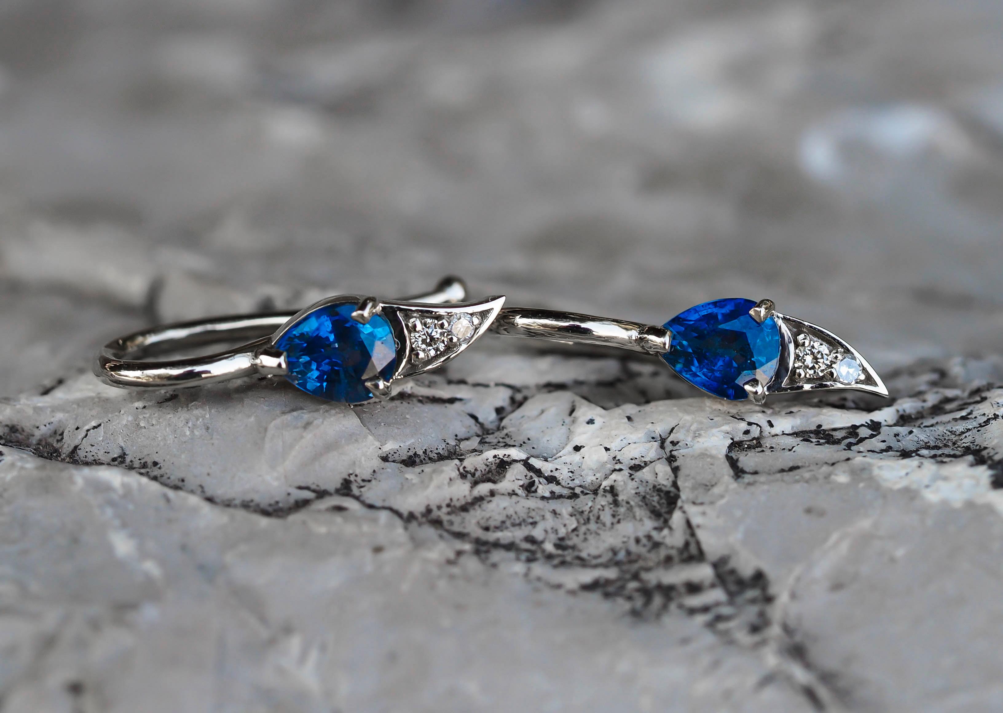 Women's 14k Gold Tiny Earrings with Sapphires and Diamonds! For Sale