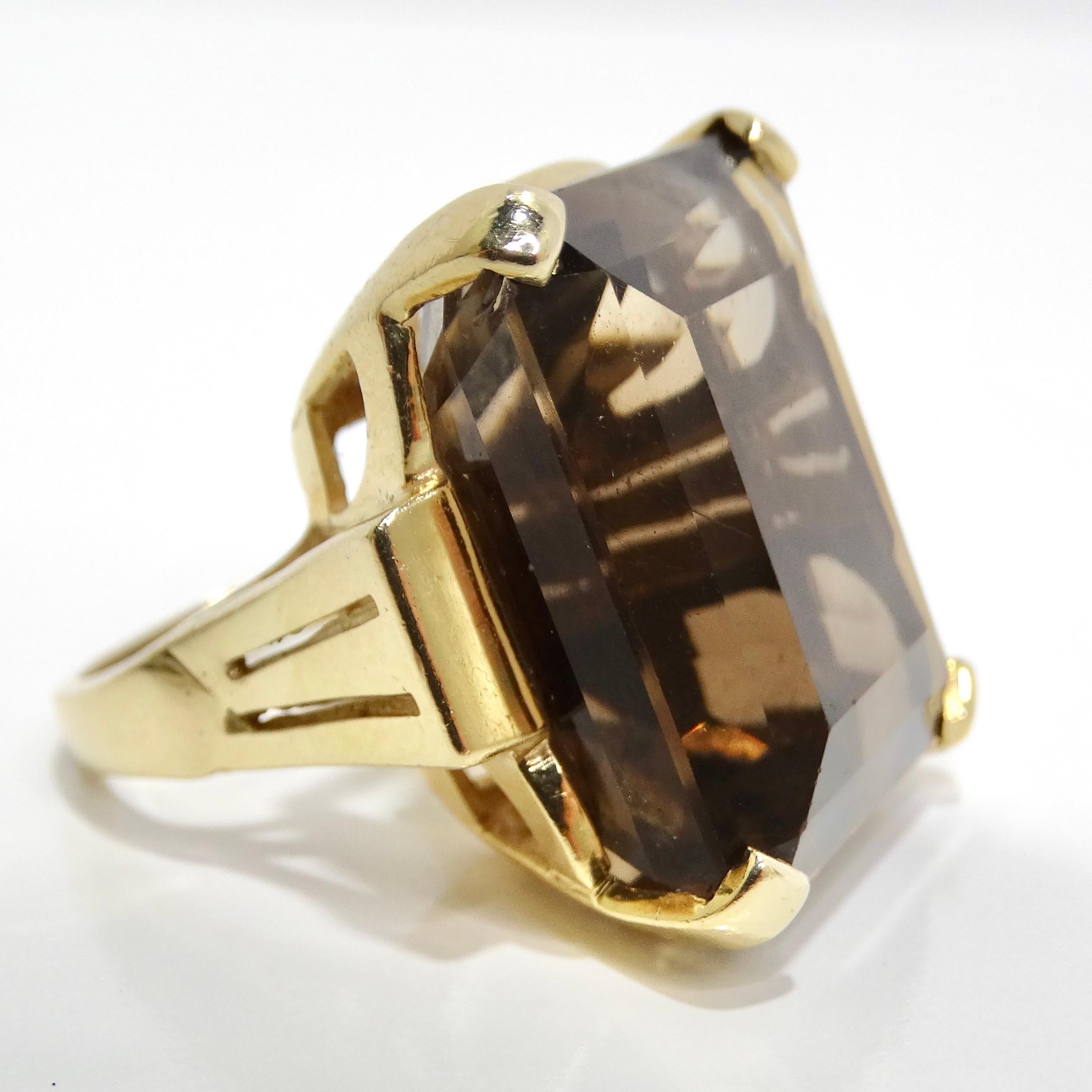 Women's or Men's 14K Gold Topaz Crown Cocktail Ring For Sale