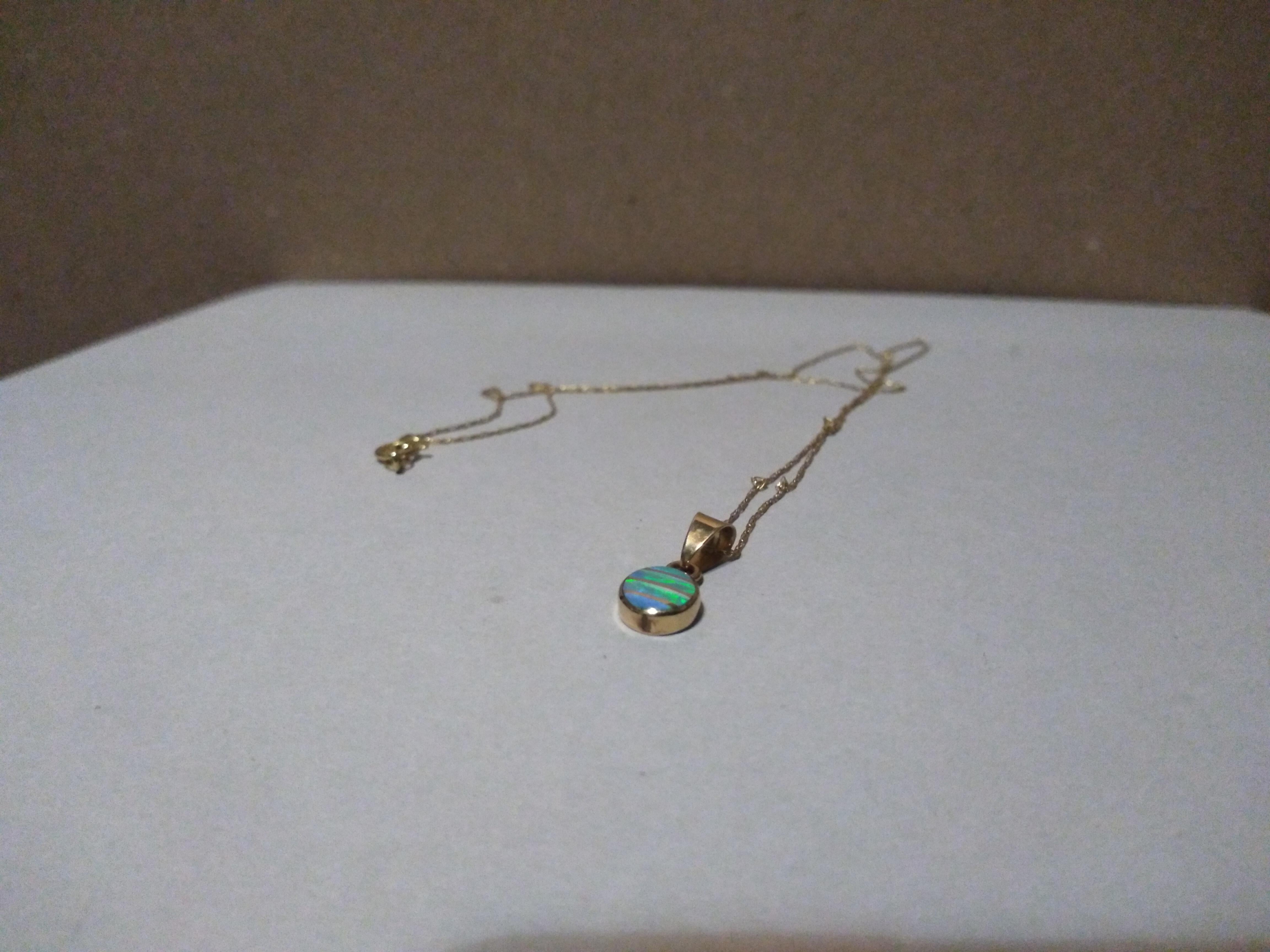 14k Gold Trace Necklace with Opal Pendant 1