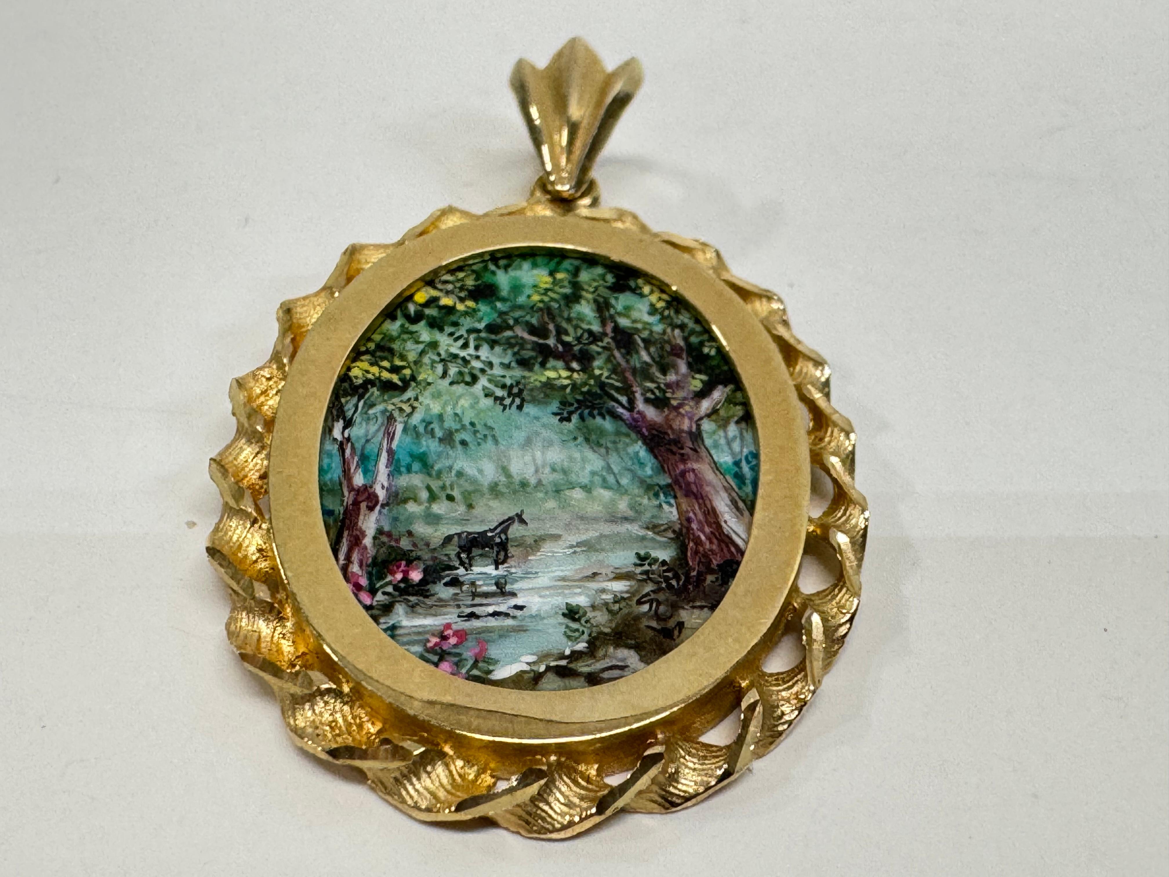 Contemporain Pendentif MOP #802 chef-d'œuvre en or 14 carats 