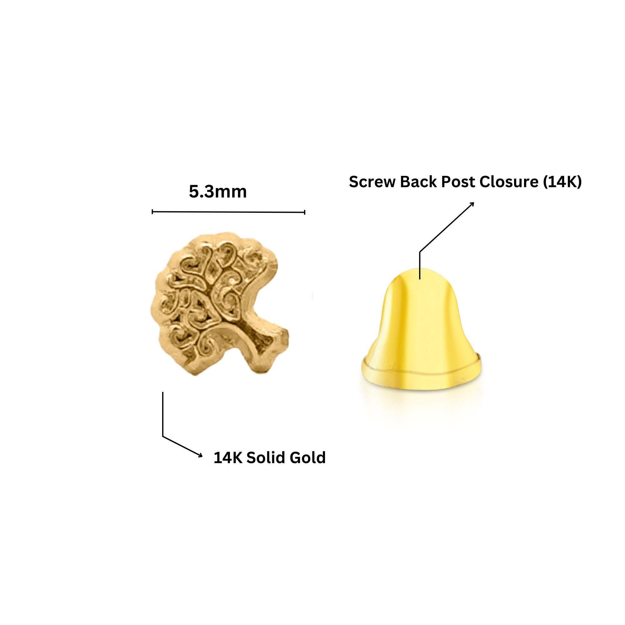 14K Gold Tree of Life Stud Earrings On Screw Backs For Sale 3