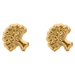 14K Gold Tree of Life Stud Earrings On Screw Backs